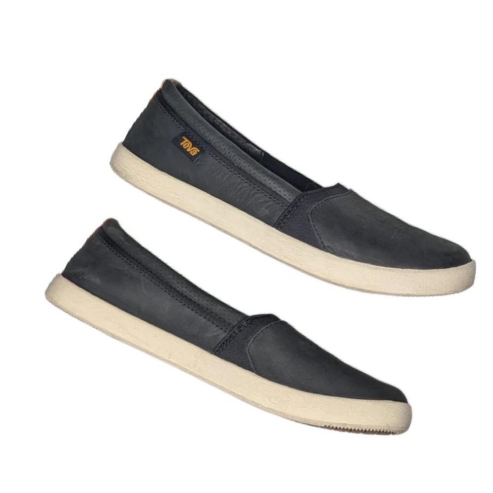 Teva Women's Navy Blue Slip-On Flats with Cream Soles